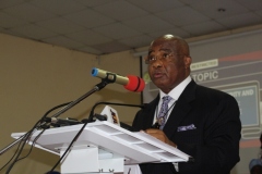 H.E. Hope Uzodinma delivering his lecture at NISS to participants of EIMC 13